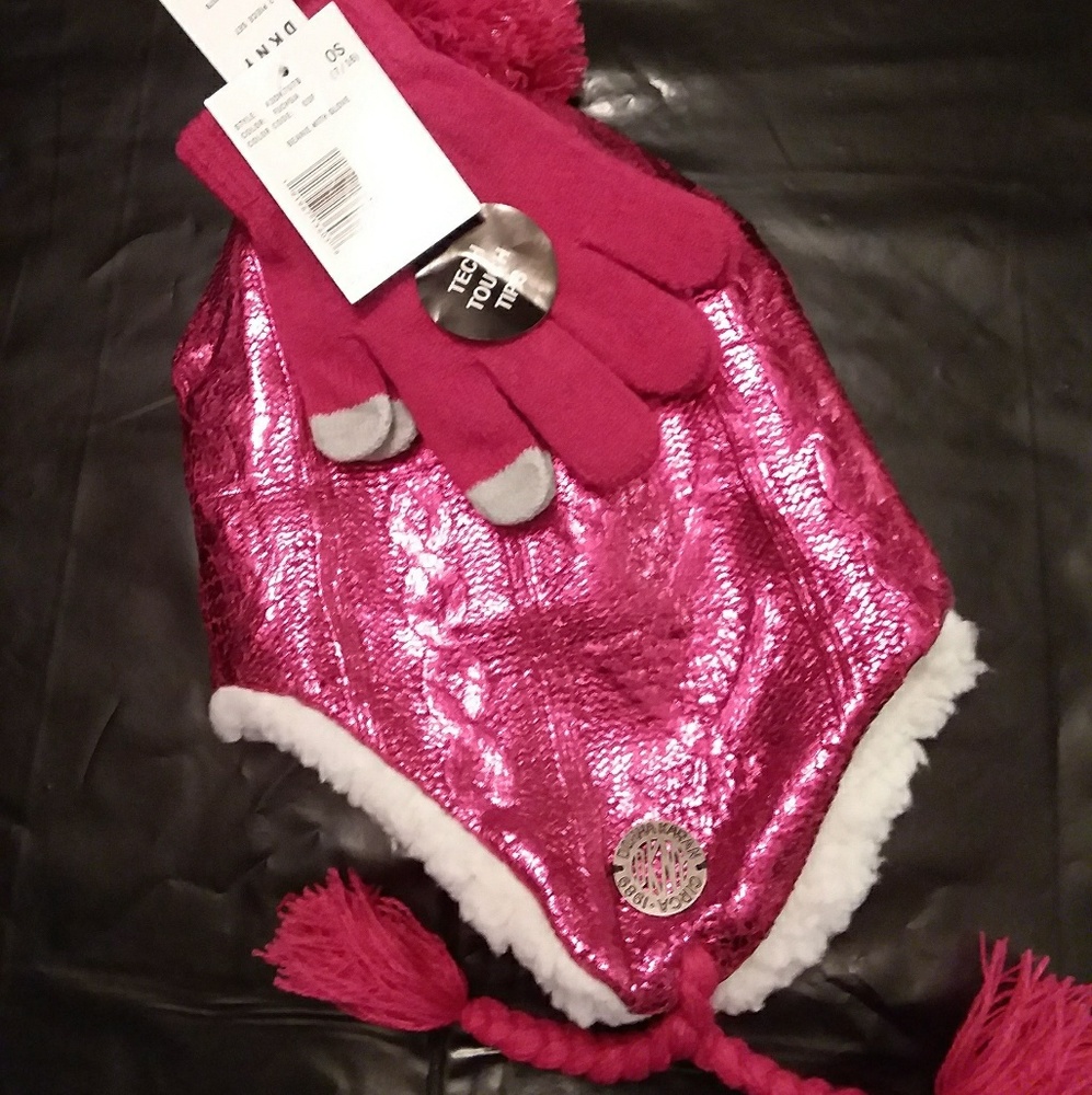 Girls DKNY hat and gloves